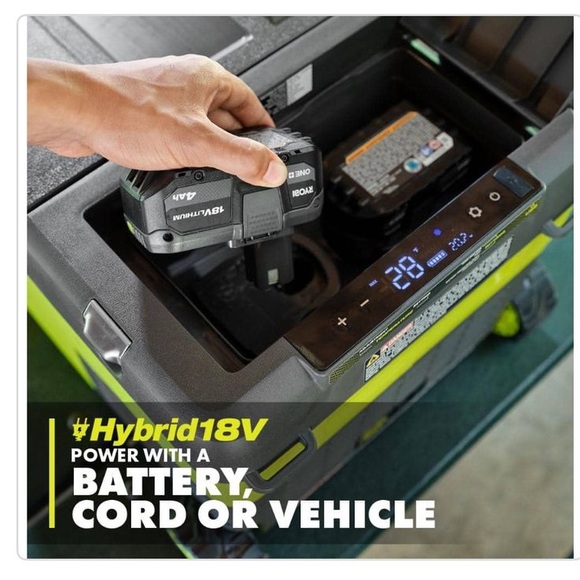 Hybrid Battery Powered Iceless Cooler
RYOBIONE+ 18V 24 Qt.Hybrid Battery Powered - Picture 6 of 15